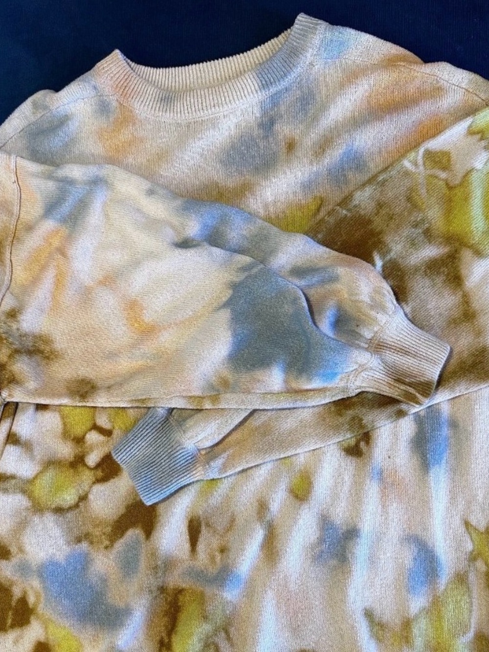 We The Free Tie-Dye Crewneck Sweater in Blue, Green and Brown
